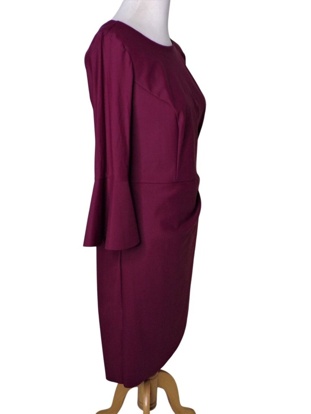 🆕ALEX EVENINGS Bell Sleeve Wrap Dress Wine Plum Burgundy 8 - Picture 4 of 9